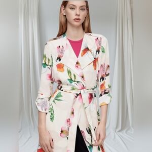 XXS🌺Aritzia Babaton Quincey Jacket Belted Trench Denude Multi Floral
